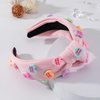 Valentine's Day Heart Candy Embellished Pink Headband Conversation Love Heart Charm Knotted Headband Non Slip Wide Top Knot Fashion Hairband Hair Accessories Party Gift for Women (pink)