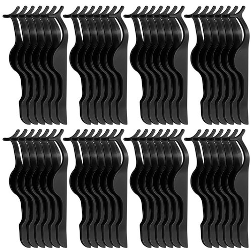48 Pieces False Eyelash Applicator Tool Plastic Eyelashes Extension Tweezers Fish Tail Clip Tweezers Eyelashes Clip for Lashes Application and Removal (Black)
