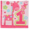 Amscan One Wild Girl 1st Birthday Luncheon Napkins, 6.5", Pink