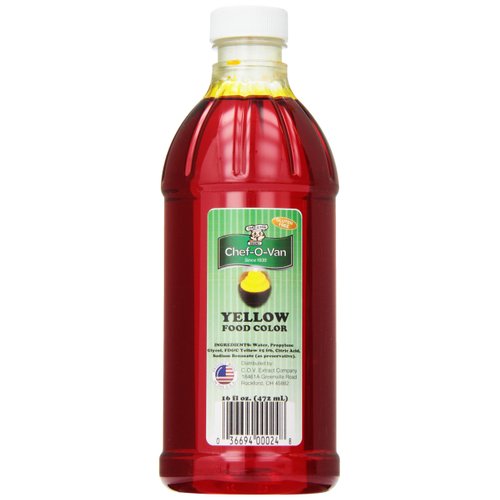 Chef-O-Van Food Coloring, Yellow, 16 Ounce