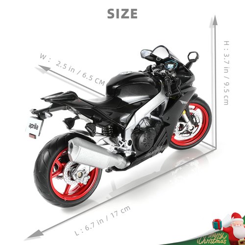 Risopen 1/12 Motorcycle Model Toy Mini Alloy Metal Diecast Motorcycle Model Black Motorcycle Model Toy Sport Motorcycle Racing Model Collection Gift for Men Kid Boy (RSV4 RR1000)