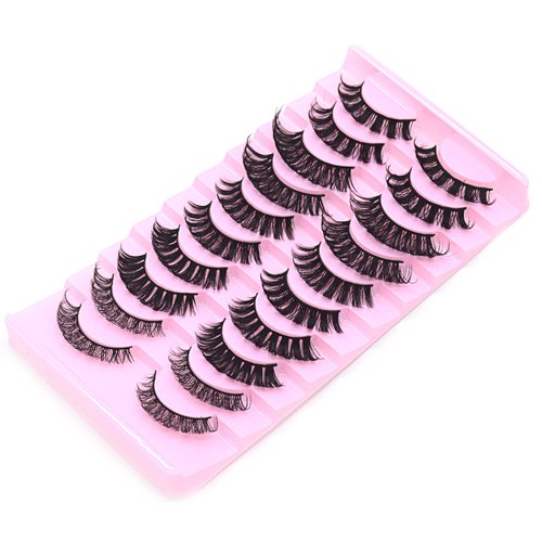 PearlGirl False Eyelashes, Russian Curly Natural Wispy Cat Eye Lashes 10 Pairs Lightweight Reusable Ideal for Eyelash Extension and Pestañas Postizas(Styles02)