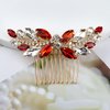 Sppry Rhinestone Hair Comb - Sparkly Hair Accessory for Bridal Women in Wedding Party(Red-Gold)