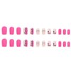 24Pcs Valentine's Day Press on Nails Pink Square Fake Nails Full Cover with Black Love Design Glossy Glue on Nails Artificial False Nails Supplies Charms Acrylic Nails Decoration for Women Nail Art