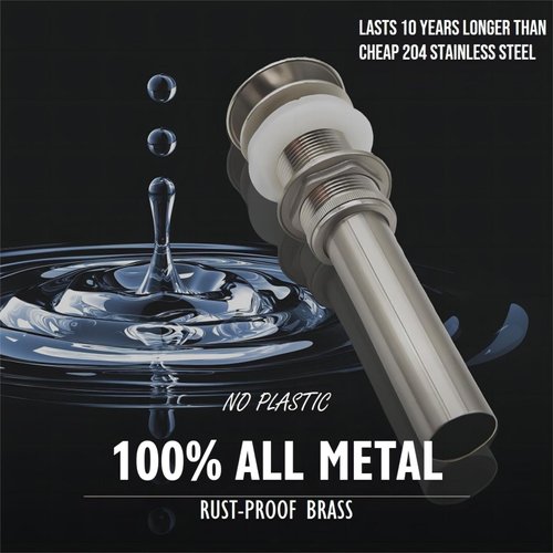 Yodel Faucet Bathroom Sink Drain Without Overflow - 1 5/8" Drain Opening - Pop Up Vessel Vanity Drain,Brushed Nickel,YDPOP-1