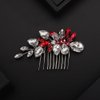 Rumtock Red Rhinestones Ball Beads Side Hair Comb Wedding Bridal Handmade Hair Accessories Special Occasion Jewelry (Red)