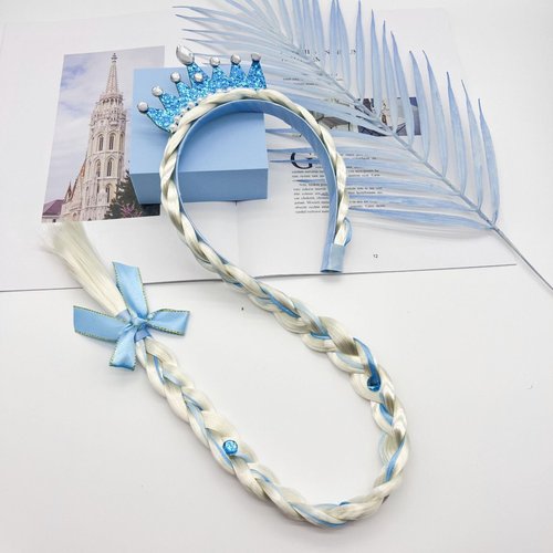 shishiruyizhong Princess Dress up Wigs,Long Braided Wigs Princess Hairpiece Wig Braid Girls Cosplay Headband Hair Dess up Accessories for Girls (Blue)