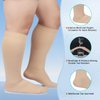 MGANG Compression Socks, Closed Toe, 20-30 mmHg Graduated Compression Knee High Support Stockings for Unisex, DVT, Pregnancy, Varicose Veins, Swelling, Edema, Shin Splints, 1 Pair, Beige XL