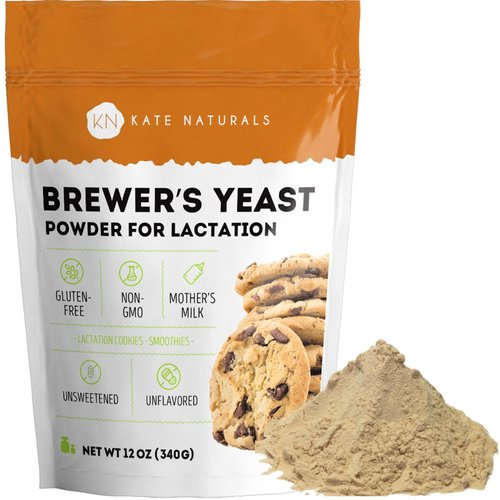 Brewers Yeast Powder for Lactation to Boost Mother's Milk - Kate Naturals. Brewer's Yeast Powder for Lactation Cookies. Gluten Free & Non-GMO Lactation Supplement. Edible for Dogs & Ducks (12oz)