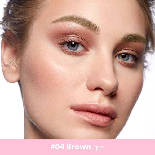 2 Pcs Brown Magic Microblading Eyebrow Contouring Pen Brow Pencil, with 4 Brush Micro-Fork-Tip Precise Applicator, Dual-ended Eyebrow Brush, Precise Waterproof Brow Pen, Eye Brow for Women, 04