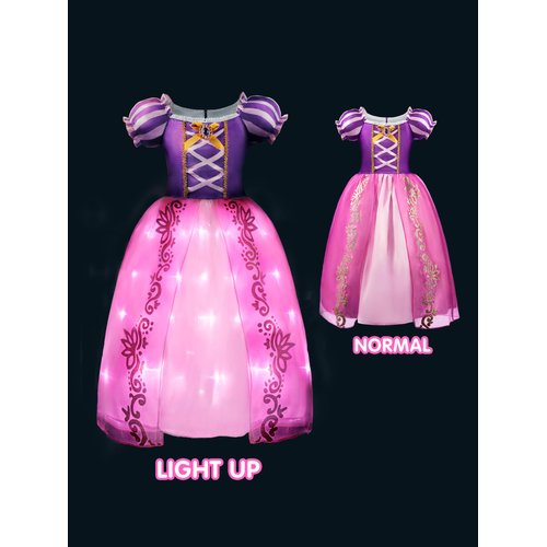 UPORPOR Girls Princess Dress Costume Toddler Halloween Princess Dress Up Clothes Light Up Birthday Party Children Kids Glowing Costume for Christmas Carnival 100