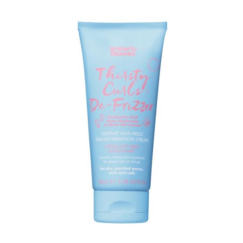 Umberto Giannini Thirsty Curls De-Frizzer Instant Anti-Frizz Transformation Cream 3.3 fl Oz - Curl Defining Cream for 2a-4c Curly, Wavy & Coily Hair - Vegan & Cruelty Free - Paraben Free