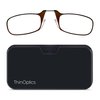 ThinOptics Universal Pod Rectangular Reading Glasses, Brown Frames/Black Case, 2 x + 2