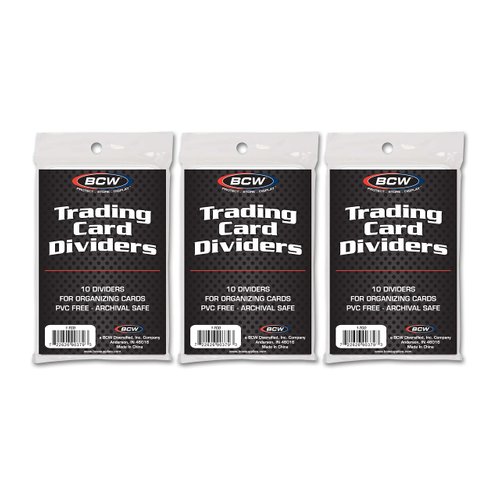 BCW Standard Card Dividers | 3 Packs of Trading Card Divider Cards (30 Dividers Total) | Card Dividers for Storage Boxes | Plastic Dividers for Trading Card Storage with Write-On Tabs