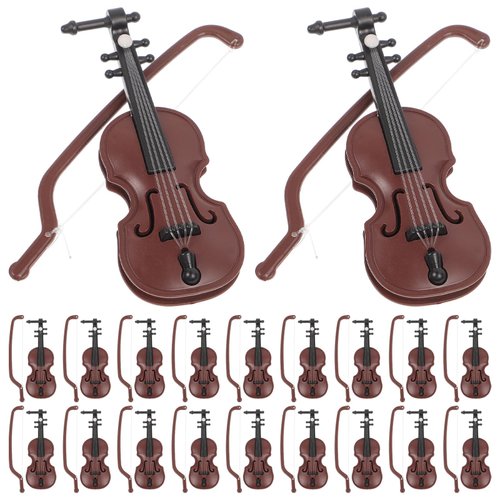 BESPORTBLE Tiny Violin with Bow: 20 Sets Mini Musical Instrument 1/12 Scale Dollhouse Decor Miniature Violin Model for Fairy Garden Holiday Tree Decoration and Home Decor