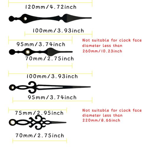 Felvoro Clock Movement 2 Pieces DIY Clock Works Battery Operated Clock Mechanism 2 Pairs of Different Hands Clock Repair Parts Silent Movement