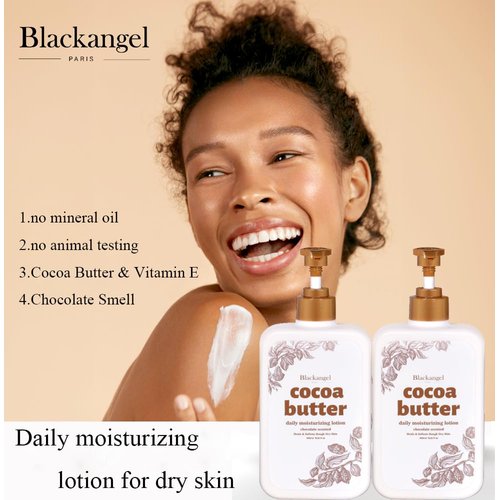 blackangel Cocoa Butter Body Lotion for Dry skin, Body Lotion & Facial Moisturizer for women, Cocoa Butter Cream, Plant-Based Moisturizer for 48 Hours of Hydration, 15.22 oz, 2 Count