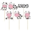 Gyufise 36Pcs Cow Cupcake Toppers Farm Animal Happy Birthday Cupcake Decorations for Cow Farm Animal Zoo Themed Kids Boy Girl Birthday Party Supplies Three Layers Party Decor