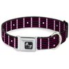 Dog Collar Seatbelt Buckle Guitar Neck Black White Pink 15 to 26 Inches 1.0 Inch Wide
