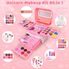 Auney 80 PCS Kids Makeup Kit for Girls 5 6 7 8 Years Old, Unicorn Girls Toy for Little Girls Birthday, Princess Dolls Dress Up Toy for Performance Dance Show Role Play Party