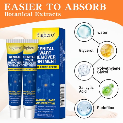 Bighero 2 Pack Wart Fast Acting Gel Wart Remover Freeze Off Ointment,Wartes Cream for Genital Wartss, Warts, Plantar Warts, Common Wartes, Corn, Flat Wars NDC (84010-047-02)