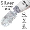 UCANBE Silver Body Glitter Stick for Singer Concerts Music Festivals, Face Glitter Makeup for Face Body Hair Eyes & Lips, Chunky Glitter Sparkling Mermaid Sequins for Women 1.2OZ