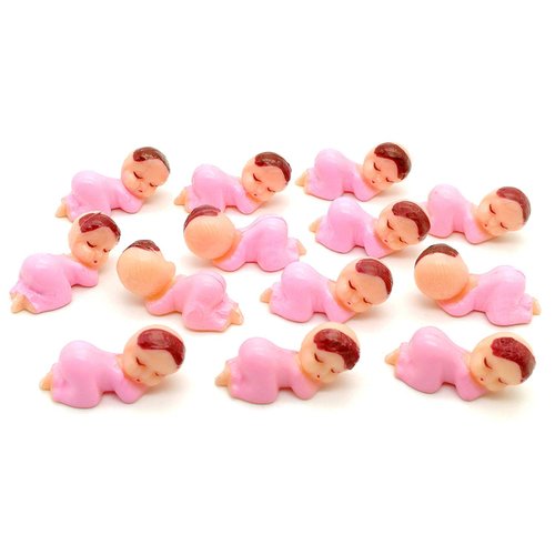 Mini Plastic Babies for Party Favor Decor Party Decorations Baby Shower Party Game Ice Cube Game (1" 120pcs, Pink)