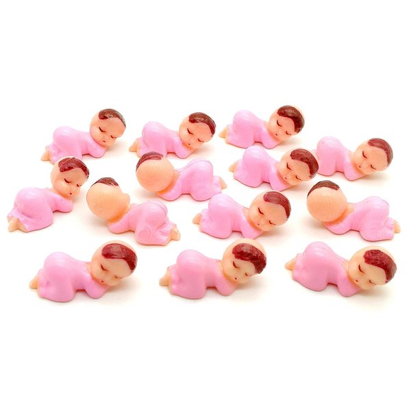 Mini Plastic Babies for Party Favor Decor Party Decorations Baby Shower Party Game Ice Cube Game (1" 120pcs, Pink)