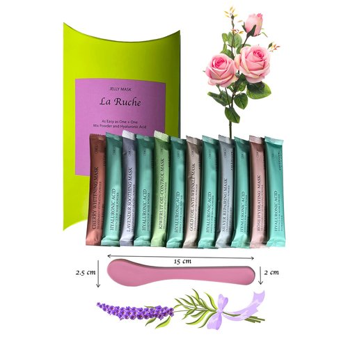 La Ruche Rose Collagen Hyaluronic Acid Assorted Facial Jelly Alginate Mask Moisturizing Hydro Jelly with Vitamin C Spa Skincare Rubber Face Mask 12 Sacks