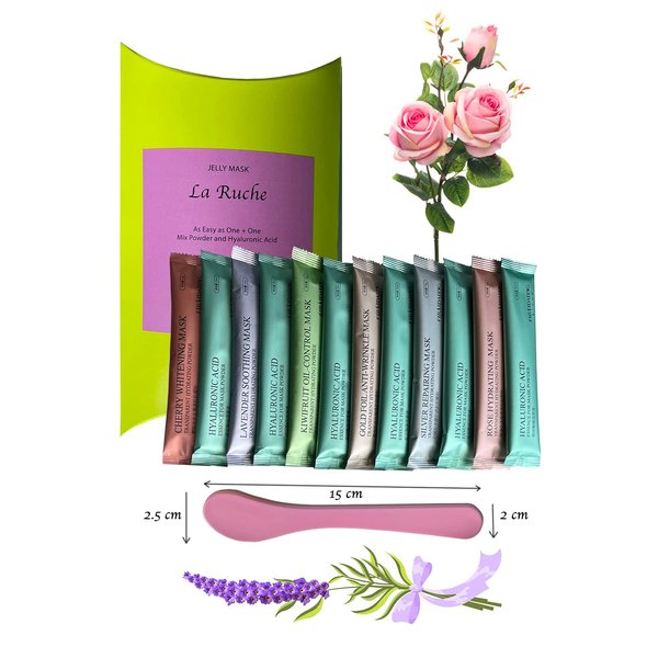 La Ruche Rose Collagen Hyaluronic Acid Assorted Facial Jelly Alginate Mask Moisturizing Hydro Jelly with Vitamin C Spa Skincare Rubber Face Mask 12 Sacks