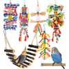 KATUMO Bird Toy Set, 7 PCS Small Bird Toys for Parrot, Including Wooden Ladder, Chewing Toys, Perch - Pet Activity Structure for Indoor, Outdoor, Climbing, Entertainment