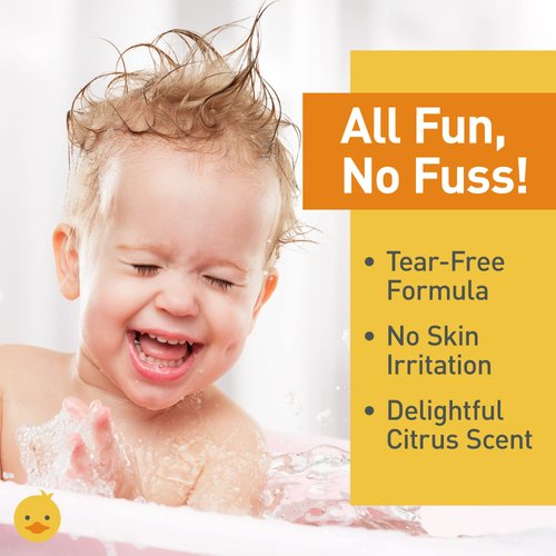 FuzzyDuck 8oz Tear Free Kids Shampoo & Body Wash, Paraben Free, Natural, for All Hair Types, made w/Aloe, Sea Botanicals & Honey, increases Moisture Content & Manageability for Smooth & Silky Hair