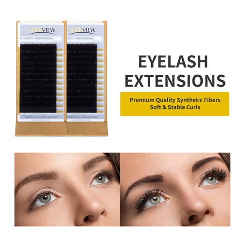 LASHVIEW Eyelash Extension Kit, with Mannequin Head Practice Exercise Set, Training Lash Extension Supplies for Beginners Include Individual Lashes Glue Tweezers and Training Lashes