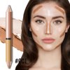 Apooliy 2 in 1 Cream Bronzer and Highlighter Stick,Cream Dual-Ended Highlight Contour Stick,Long Lasting & Waterproof Face Brighten Make up Pen