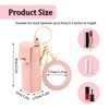 LELE LIFE 2 Pack Lipstick Holder Keychain with Mirror, Leather Lipstick Case Lip Balm Holder, Portable Lip Gloss Organizer Bag with Clip for Travel (Pink + Blue)