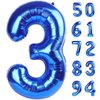 Navy Blue 3 Balloon, Number Balloon 40 Inch, 3rd Three Year Old Birthday Deco, Blue Party Supplies for Party Decorations, Number 3 Balloon