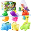 Color Changing No Hole Bath Toys for Kids Toddlers, Dinosaur Kids Bath Toys with Drying Bag, BPA-Free, Bath Toys for Kids Ages 1-3 4-8, Christmas Stocking Stuffers Toddler Bath Toys 2-4 Bathtub Toys
