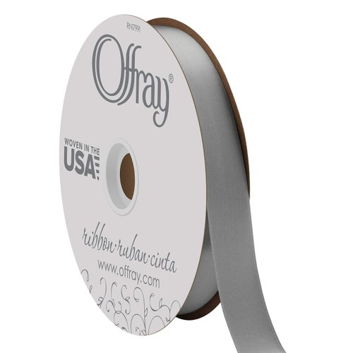 Berwick Offray 7/8" Wide Double Face Satin Ribbon, Pewter Grey, 100 Yards