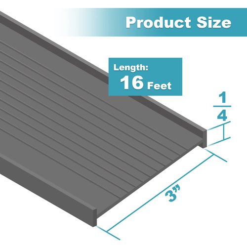 3" Garage Door Bottom Seal Weatherstrip in Grey - 1/4" T Style - All Widths(16' Wide Door)