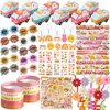 DMIGHT 120PCS Groovy Party Favors,Includes Bus Boxes Retro Flower Sunglasses Temporary Tattoos Stickers Slap Bracelets Keychains Plastic Straws Silicone Bracelets For Boho Hippie Birthday Party