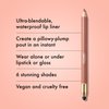 ICONIC LONDON Fuller Pout Sculpting Lip Liner | Blendable, Dual Ended Lip Liner with Creamy Colour and Lip Sponge for Buffing, Cruelty-Free, Vegan Makeup (Material Girl) 0.036 Oz