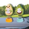 MuMyer Funny Positive Shaking Avocado Knitting Doll, Handmade Emotional Support Crochet Avocado Car Ornament Gift with Base for Car Interior Home Office Desk Decoration, Light Avocado