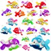 HOZKEAP 20 Packs Bulk fish Mini Pop Fidget Key Chain，Birthday Party Favors Supplies and Classroom summer Student Gifts