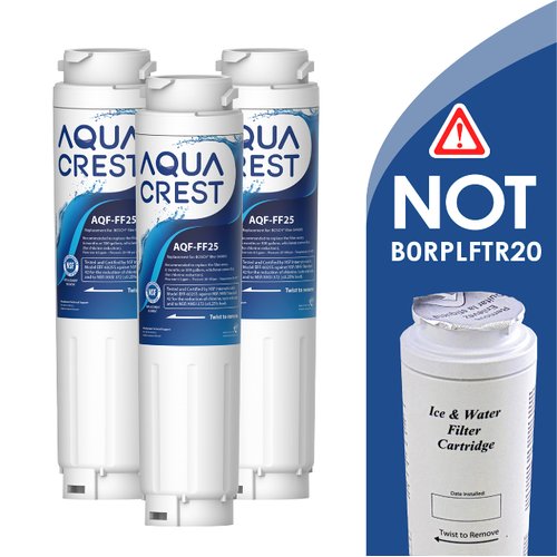 AQUA CREST 644845 Refrigerator Water Filter Replacement for Bosch® Ultra Clarity® 644845,9000077104, 9000194412, B26FT70SNS, B22CS80SNS, B22CS50SNS, Haier 0060820860, Miele KWF1000, 3 Filters