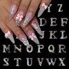 26Pcs Letter Nail Charms for Acrylic Nails, Silver Letter English Alphabet Nail Rhinestones Decoration Diamond Letters Nail Jewels DIY Manicure Acrylic Nail Art Accessories for Women and Girls