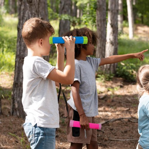 Luwint Pocket Telescope Toy for Kids, 4 Pack Portable Pirate Telescope Science Monocular Toys Retractable Spyglass Exploring Educational Toy Birthday for Boys Girls