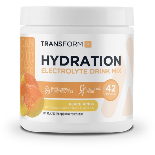 TransformHQ Hydration Electrolyte Drink Mix (Peach Rings Flavored) 42 Servings Per Container