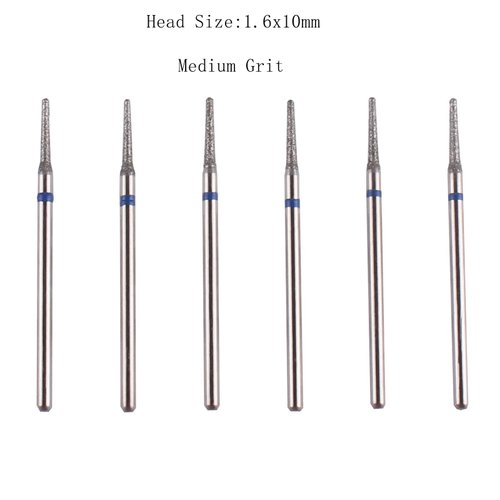 MZCMSL 6pcs Needle Shaped Cuticle Drill Bits for Manicure Under Nail, 3/32 shank Diamond Nail Bit