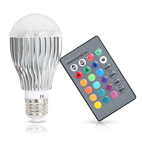 9W LED Light Bulb E27 RGB Lamp Bulb 16 Colors Changable 24-Key IR Remote Control for Decor Mood Lighting