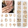 qiipii 120Pcs Golden Nail Rhinestones Champagne Gold 12 Shapes Big Gems Flatback Rhinestones K9 Glass Stones Nail Art Diamonds Crystals jewels Nail Charms for Arylic Nails Face Eyes Makeup DIY Crafts